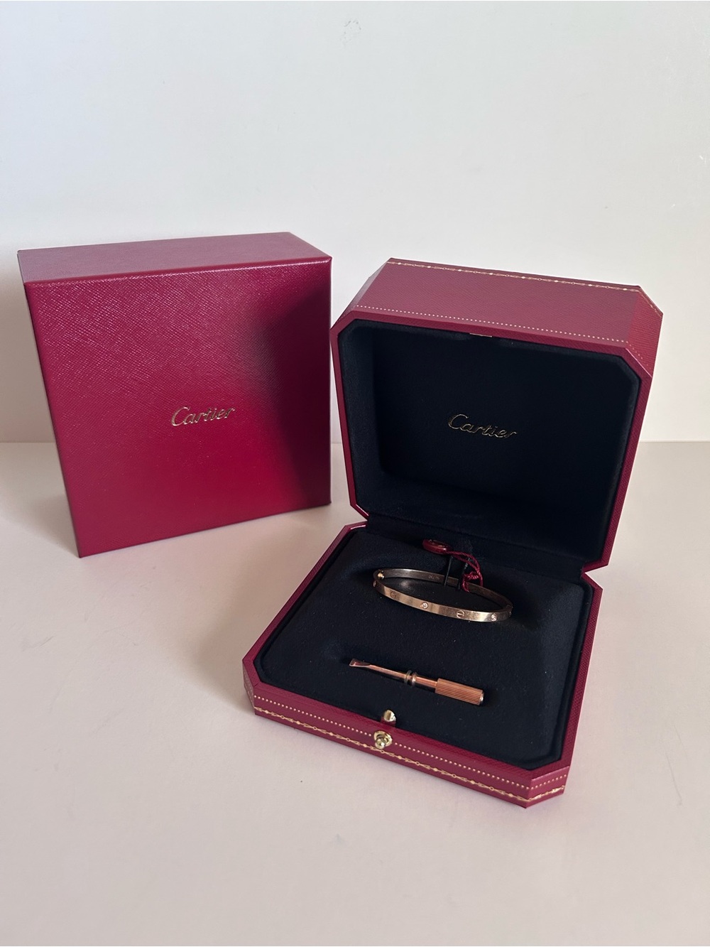 Cartier Rose Gold Love Bracelet with Red  Box